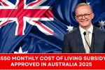 $550 Monthly Cost of Living Subsidy Approved in Australia 2025
